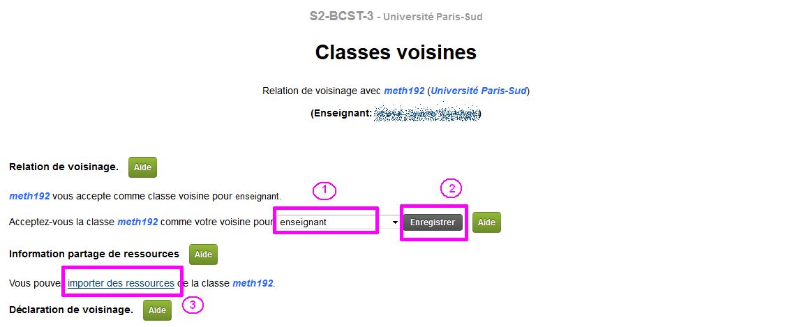�cran de d�claration de voisinage